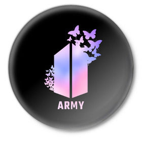 Значок с принтом BTS ARMY в Рязани,  металл | круглая форма, металлическая застежка в виде булавки | Тематика изображения на принте: army | bangtan boys | beyond the scene | bts | k pop | kpop | love yourself | бтс | к поп