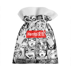 Подарочный 3D мешок с принтом Hentai в Рязани, 100% полиэстер | Размер: 29*39 см | ahegao | anime | black   white | cartoon | collage | comic | emotion | faces | girls | hieroglyphs | inscription | japanese | manga | mouth | open | аниме | девушки | иероглифы | коллаж | комикс | лица | мультфильм | надпись | 