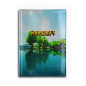 Обложка для автодокументов с принтом MINECRAFT в Рязани, натуральная кожа |  размер 19,9*13 см; внутри 4 больших “конверта” для документов и один маленький отдел — туда идеально встанут права | Тематика изображения на принте: craft | creeper | dungeon | dungeons | earth | game | logo | mine | minecraft | mobile | online | дунгеонс | земля | зомбиы | игра | крипер | лого | майкрафт | майнкрафт | мобайл | онлайн | подземелье | подземелья