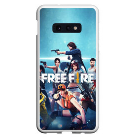 Чехол для Samsung S10E с принтом FREE FIRE в Рязани, Силикон | Область печати: задняя сторона чехла, без боковых панелей | Тематика изображения на принте: battle | battlegrounds | fire | free | game | games | garena | logo | mobile | royale | батлграунд | битва | гарена | гарено | игра | игры | королевская | лого | логотип | мобайл | онлайн | символ | фаер | фаир | фри