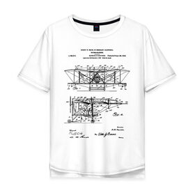 Мужская футболка хлопок Oversize с принтом Patent - Flying machine в Рязани, 100% хлопок | свободный крой, круглый ворот, “спинка” длиннее передней части | patent | идея | история | летать | летающий | машина | механика | патент | разработка | самолет | чертеж | чертежи