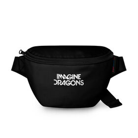 Поясная сумка 3D с принтом IMAGINE DRAGONS в Рязани, 100% полиэстер | плотная ткань, ремень с регулируемой длиной, внутри несколько карманов для мелочей, основное отделение и карман с обратной стороны сумки застегиваются на молнию | evolve | id | imagine dragons | драконы | ид