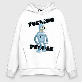 Мужское худи Oversize хлопок с принтом Futurama Bender в Рязани, френч-терри — 70% хлопок, 30% полиэстер. Мягкий теплый начес внутри —100% хлопок | боковые карманы, эластичные манжеты и нижняя кромка, капюшон на магнитной кнопке | bender | futurama | бендер | футурама