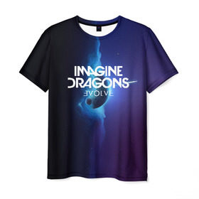 Мужская футболка 3D с принтом IMAGINE DRAGONS в Рязани, 100% полиэфир | прямой крой, круглый вырез горловины, длина до линии бедер | Тематика изображения на принте: evolve | id | imagine dragons | драконы | ид