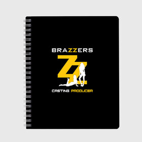 Тетрадь с принтом Brazzers Casting-producer в Рязани, 100% бумага | 48 листов, плотность листов — 60 г/м2, плотность картонной обложки — 250 г/м2. Листы скреплены сбоку удобной пружинной спиралью. Уголки страниц и обложки скругленные. Цвет линий — светло-серый
 | adults | brazzers | casting | girls | inscription | logo | movies | producer | silhouette | studio | девушки | кастинг | логотип | надпись | продюсер | силуэт | студия | фильмы