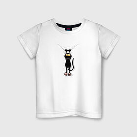 Детская футболка хлопок с принтом Кот Повис в Рязани, 100% хлопок | круглый вырез горловины, полуприлегающий силуэт, длина до линии бедер | Тематика изображения на принте: домашнее животное | животное | кот | котенок