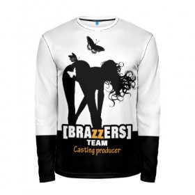 Мужской лонгслив 3D с принтом Casting-producer Brazzers team в Рязани, 100% полиэстер | длинные рукава, круглый вырез горловины, полуприлегающий силуэт | Тематика изображения на принте: adults | brazzers | butterflies | casting | girl | inscription | logo | movies | producer | silhouette | studio | team | бабочки | братья | девушка | кастинг | логотип | надпись | продюсер | силуэт | студия | фильмы