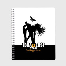 Тетрадь с принтом Casting-producer Brazzers team в Рязани, 100% бумага | 48 листов, плотность листов — 60 г/м2, плотность картонной обложки — 250 г/м2. Листы скреплены сбоку удобной пружинной спиралью. Уголки страниц и обложки скругленные. Цвет линий — светло-серый
 | Тематика изображения на принте: adults | brazzers | butterflies | casting | girl | inscription | logo | movies | producer | silhouette | studio | team | бабочки | братья | девушка | кастинг | логотип | надпись | продюсер | силуэт | студия | фильмы