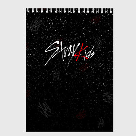 Скетчбук с принтом STRAY KIDS в Рязани, 100% бумага
 | 48 листов, плотность листов — 100 г/м2, плотность картонной обложки — 250 г/м2. Листы скреплены сверху удобной пружинной спиралью | Тематика изображения на принте: skz | stray kids | бан чан | ли ноу | скз | стрей кидс | сынмин | уджин | феликс | хан | хёджин | чанбин