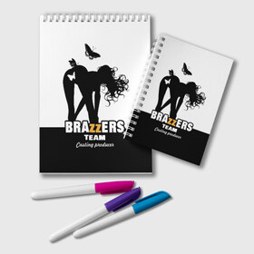 Блокнот с принтом Brazzers team Casting-producer в Рязани, 100% бумага | 48 листов, плотность листов — 60 г/м2, плотность картонной обложки — 250 г/м2. Листы скреплены удобной пружинной спиралью. Цвет линий — светло-серый
 | adults | brazzers | butterflies | casting | girl | inscription | logo | movies | producer | silhouette | studio | team | бабочки | братья | девушка | кастинг | логотип | надпись | продюсер | силуэт | студия | фильмы