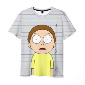 Мужская футболка 3D с принтом Morty is in prison в Рязани, 100% полиэфир | прямой крой, круглый вырез горловины, длина до линии бедер | Тематика изображения на принте: c 137 | morty | morty smith | portal | rick | rick and morty | rick sanchez | sanchez | smith | морти | морти смит | портал | рик | рик и морти | рик санчез | санчез | смит