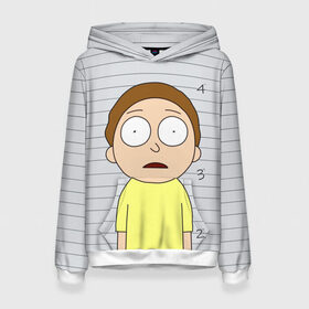 Женская толстовка 3D с принтом Morty is in prison в Рязани, 100% полиэстер  | двухслойный капюшон со шнурком для регулировки, мягкие манжеты на рукавах и по низу толстовки, спереди карман-кенгуру с мягким внутренним слоем. | c 137 | morty | morty smith | portal | rick | rick and morty | rick sanchez | sanchez | smith | морти | морти смит | портал | рик | рик и морти | рик санчез | санчез | смит