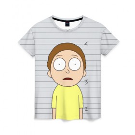 Женская футболка 3D с принтом Morty is in prison в Рязани, 100% полиэфир ( синтетическое хлопкоподобное полотно) | прямой крой, круглый вырез горловины, длина до линии бедер | c 137 | morty | morty smith | portal | rick | rick and morty | rick sanchez | sanchez | smith | морти | морти смит | портал | рик | рик и морти | рик санчез | санчез | смит