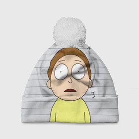 Шапка 3D c помпоном с принтом Morty is in prison в Рязани, 100% полиэстер | универсальный размер, печать по всей поверхности изделия | Тематика изображения на принте: c 137 | morty | morty smith | portal | rick | rick and morty | rick sanchez | sanchez | smith | морти | морти смит | портал | рик | рик и морти | рик санчез | санчез | смит