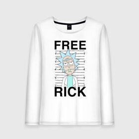 Женский лонгслив хлопок с принтом Free Rick в Рязани, 100% хлопок |  | c 137 | morty | morty smith | portal | rick | rick and morty | rick sanchez | sanchez | smith | морти | морти смит | портал | рик | рик и морти | рик санчез | санчез | смит