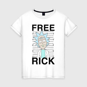 Женская футболка хлопок с принтом Free Rick в Рязани, 100% хлопок | прямой крой, круглый вырез горловины, длина до линии бедер, слегка спущенное плечо | c 137 | morty | morty smith | portal | rick | rick and morty | rick sanchez | sanchez | smith | морти | морти смит | портал | рик | рик и морти | рик санчез | санчез | смит