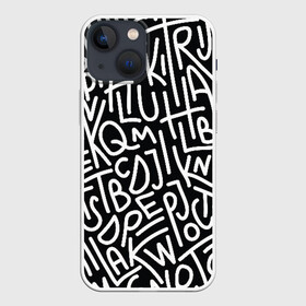 Чехол для iPhone 13 mini с принтом Буквенный Минимализм в Рязани,  |  | буквы | минимализм | надпись | слова
