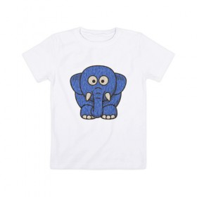 Детская футболка хлопок с принтом Голубой слоник в Рязани, 100% хлопок | круглый вырез горловины, полуприлегающий силуэт, длина до линии бедер | животные | мамонт | маугли | персонаж | природа | слон | слоник