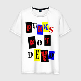 Мужская футболка хлопок с принтом Punks not dead в Рязани, 100% хлопок | прямой крой, круглый вырез горловины, длина до линии бедер, слегка спущенное плечо. | punks | панки | хой