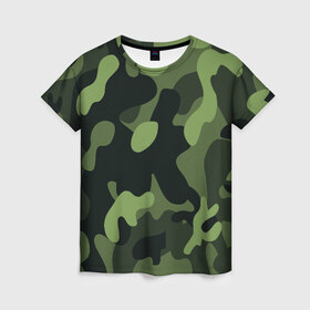 Женская футболка 3D с принтом Камуфляж в Рязани, 100% полиэфир ( синтетическое хлопкоподобное полотно) | прямой крой, круглый вырез горловины, длина до линии бедер | 23 февраля | black | camouflage | february 23 | khaki | military | soldier | военный | камуфляж | солдат | фиолетовый | хаки | черный