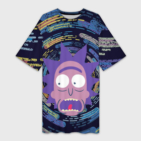 Платье-футболка 3D с принтом Screaming Rick в Рязани,  |  | c 137 | morty | morty smith | portal | rick | rick and morty | rick sanchez | sanchez | smith | морти | морти смит | портал | рик | рик и морти | рик санчез | санчез | смит