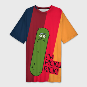 Платье-футболка 3D с принтом Pickle Rick в Рязани,  |  | c 137 | morty | morty smith | portal | rick | rick and morty | rick sanchez | sanchez | smith | морти | морти смит | огурчик рик | пикл рик | пиклрик | портал | рик | рик и морти | рик санчез | санчез | смит