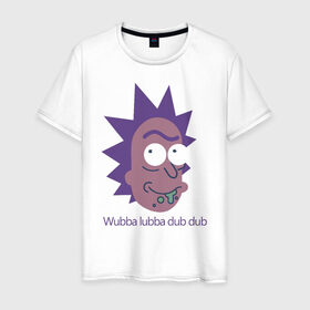 Мужская футболка хлопок с принтом Wubba lubba dub dub в Рязани, 100% хлопок | прямой крой, круглый вырез горловины, длина до линии бедер, слегка спущенное плечо. | c 137 | morty | morty smith | portal | rick | rick and morty | rick sanchez | sanchez | smith | морти | морти смит | портал | рик | рик и морти | рик санчез | санчез | смит