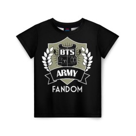 Детская футболка 3D с принтом BTS Army Fandom в Рязани, 100% гипоаллергенный полиэфир | прямой крой, круглый вырез горловины, длина до линии бедер, чуть спущенное плечо, ткань немного тянется | army | bangtan boys | beyond the scene | boys | bts | chin | edm | emblem | fandom | fans | hieroglyphs | hip hop | jimin | k pop | logo | rainbow | rb | rm | south korean | армия | бойбенд | ви | джей хоуп | иероглифы | логотип | мальчики | радуга 