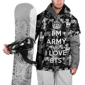 Накидка на куртку 3D с принтом I am army and I lover BTS в Рязани, 100% полиэстер |  | Тематика изображения на принте: bangtan boys | beyond the scene | boyband | boys | bts | chin | chonguk | collage | crown | edm | flowers | hip hop | jimin | jj hope | k pop | photo | r  b | rm | south korean | suga | wee | бойбенд | ви | джей хоуп | коллаж | корона | мальчики | с