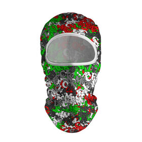 Балаклава 3D с принтом Камуфляж с буквами FCLM в Рязани, 100% полиэстер, ткань с особыми свойствами — Activecool | плотность 150–180 г/м2; хорошо тянется, но при этом сохраняет форму. Закрывает шею, вокруг отверстия для глаз кайма. Единый размер | зеленый | клуб | красно зеленый | красный | локо | локомотив | москва | паттерн