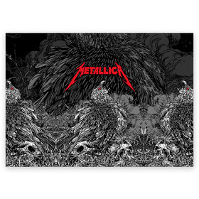 Поздравительная открытка с принтом Metallica  в Рязани, 100% бумага | плотность бумаги 280 г/м2, матовая, на обратной стороне линовка и место для марки
 | american | bird | eagle | james hetfield | kirk hammett | lars ulrich | metal band | metallica | red eye | robert trujillo | scream | skull | американская | джеймс хетфилд | кирк хэмметт | красный глаз | крик | ларс ульрих | метал группа | метал