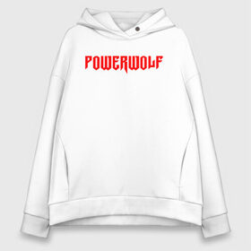 Женское худи Oversize хлопок с принтом POWERWOLF в Рязани, френч-терри — 70% хлопок, 30% полиэстер. Мягкий теплый начес внутри —100% хлопок | боковые карманы, эластичные манжеты и нижняя кромка, капюшон на магнитной кнопке | powerwolf | wolf