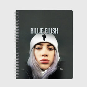 Тетрадь с принтом BILLIE EILISH в Рязани, 100% бумага | 48 листов, плотность листов — 60 г/м2, плотность картонной обложки — 250 г/м2. Листы скреплены сбоку удобной пружинной спиралью. Уголки страниц и обложки скругленные. Цвет линий — светло-серый
 | ayelish | bad guy | bellyache | bilie eilish | bilie elish | billie | billie eilish | eilish | electronic | elish | music | били айлиш | билли айлиш | эйлиш | элиш