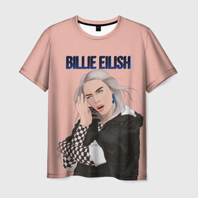 Мужская футболка 3D с принтом BILLIE EILISH в Рязани, 100% полиэфир | прямой крой, круглый вырез горловины, длина до линии бедер | ayelish | bad guy | bellyache | bilie eilish | bilie elish | billie | billie eilish | eilish | electronic | elish | music | били айлиш | билли айлиш | эйлиш | элиш