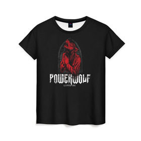 Женская футболка 3D с принтом Powerwolf в Рязани, 100% полиэфир ( синтетическое хлопкоподобное полотно) | прямой крой, круглый вырез горловины, длина до линии бедер | powerwolf | метал | повервольф | повервульф | рок