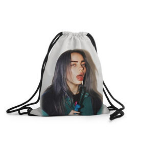 Рюкзак-мешок 3D с принтом BILLIE EILISH в Рязани, 100% полиэстер | плотность ткани — 200 г/м2, размер — 35 х 45 см; лямки — толстые шнурки, застежка на шнуровке, без карманов и подкладки | Тематика изображения на принте: ayelish | bad guy | bellyache | bilie eilish | bilie elish | billie | billie eilish | eilish | electronic | elish | music | били айлиш | билли айлиш | эйлиш | элиш