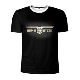 Мужская футболка 3D спортивная с принтом Rammstein в Рязани, 100% полиэстер с улучшенными характеристиками | приталенный силуэт, круглая горловина, широкие плечи, сужается к линии бедра | amerika | art | germany | logo | rammstein | rock | till lindemann | арт | германия | группа | логотип | музыка | немецкая группа | немцы | песня | раммштайн | рамштайн | рок