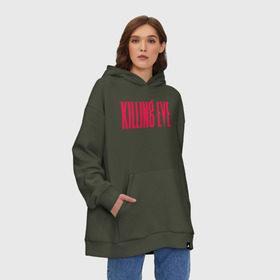 Худи SuperOversize хлопок с принтом Killing Eve logo в Рязани, 70% хлопок, 30% полиэстер, мягкий начес внутри | карман-кенгуру, эластичная резинка на манжетах и по нижней кромке, двухслойный капюшон
 | eve | killing eve | oksana astankova | villanelle | вилланель | ева | оксана