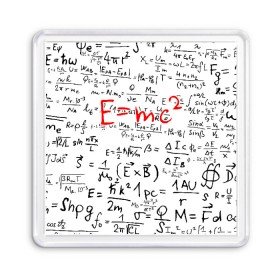 Магнит 55*55 с принтом E=mc2 (редач) в Рязани, Пластик | Размер: 65*65 мм; Размер печати: 55*55 мм | emc 2 | emc2 | знаменитые формулы | физика | формулы | эйнштейн