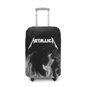 Чехол для чемодана 3D с принтом METALLICA (НА СПИНЕ) в Рязани, 86% полиэфир, 14% спандекс | двустороннее нанесение принта, прорези для ручек и колес | fire | flame | metallica | металлика | огонь | пламя