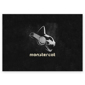 Поздравительная открытка с принтом Monstercat в Рязани, 100% бумага | плотность бумаги 280 г/м2, матовая, на обратной стороне линовка и место для марки
 | monstercat | клуб | клубная музыка | кот | котенок | кошка | лейбл | монстар | монстар кет | монстер | музыка | танцевальная музыка | электронная | электронная музыка