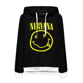 Женская толстовка 3D с принтом NIRVANA в Рязани, 100% полиэстер  | двухслойный капюшон со шнурком для регулировки, мягкие манжеты на рукавах и по низу толстовки, спереди карман-кенгуру с мягким внутренним слоем. | nirvana | smile | курт кобейн | нирвана | смайл