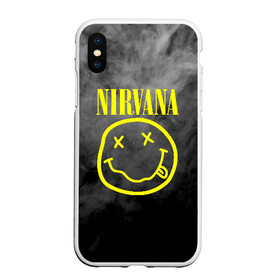 Чехол для iPhone XS Max матовый с принтом NIRVANA в Рязани, Силикон | Область печати: задняя сторона чехла, без боковых панелей | nirvana | smile | курт кобейн | нирвана | смайл