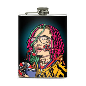 Фляга с принтом Lil Pump в Рязани, металлический корпус | емкость 0,22 л, размер 125 х 94 мм. Виниловая наклейка запечатывается полностью | esskeetit | gazzy garcia | gucci gang | lil pump | lilpump | газзи гарсия | лил памп | рэп | рэпер | эшкере