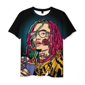 Мужская футболка 3D с принтом Lil Pump в Рязани, 100% полиэфир | прямой крой, круглый вырез горловины, длина до линии бедер | esskeetit | gazzy garcia | gucci gang | lil pump | lilpump | газзи гарсия | лил памп | рэп | рэпер | эшкере