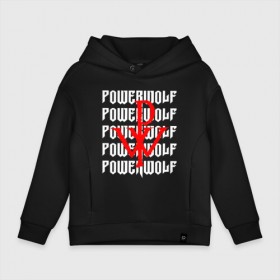 Детское худи Oversize хлопок с принтом POWERWOLF в Рязани, френч-терри — 70% хлопок, 30% полиэстер. Мягкий теплый начес внутри —100% хлопок | боковые карманы, эластичные манжеты и нижняя кромка, капюшон на магнитной кнопке | powerwolf | wolf | метал | пауэр метал. | повервольф | поверфульф | рок | хэви металб