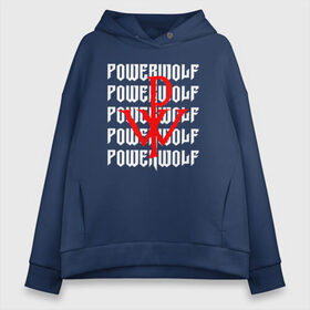 Женское худи Oversize хлопок с принтом POWERWOLF в Рязани, френч-терри — 70% хлопок, 30% полиэстер. Мягкий теплый начес внутри —100% хлопок | боковые карманы, эластичные манжеты и нижняя кромка, капюшон на магнитной кнопке | powerwolf | wolf | метал | пауэр метал. | повервольф | поверфульф | рок | хэви металб