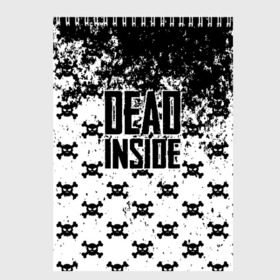 Скетчбук с принтом Dead Inside в Рязани, 100% бумага
 | 48 листов, плотность листов — 100 г/м2, плотность картонной обложки — 250 г/м2. Листы скреплены сверху удобной пружинной спиралью | Тематика изображения на принте: dead | dota | inside | аниме | внутри | гуль | дэд | инсайд | мертвец | мертвый | токийский