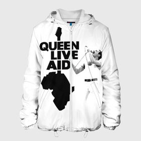 Мужская куртка 3D с принтом Queen LIVE AID в Рязани, ткань верха — 100% полиэстер, подклад — флис | прямой крой, подол и капюшон оформлены резинкой с фиксаторами, два кармана без застежек по бокам, один большой потайной карман на груди. Карман на груди застегивается на липучку | bohemian | brian | freddie | john | mercury | must go on | queen | rhapsody | roger | taylor | the miracle | the show | богемская | рапсодия | роджер тейлор | фредди меркьюри