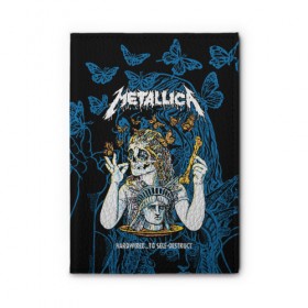 Обложка для автодокументов с принтом Metallica в Рязани, натуральная кожа |  размер 19,9*13 см; внутри 4 больших “конверта” для документов и один маленький отдел — туда идеально встанут права | american | bone | butterflies | death | fly | girl | head | james hetfield | kirk hammett | metal band | metallica | music | plate | rock | skull | statue of liberty | американская | бабочки | голова | девушка | держит | кость | кушает | летают | металлик